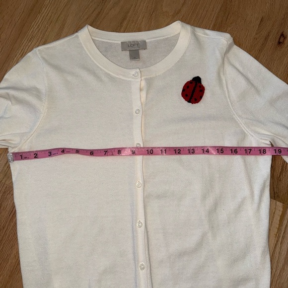 100% Cotton Ladybug Embroidered Ivory Cream Button Cardigan Medium - Picture 8 of 12